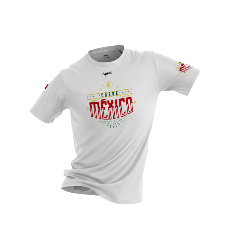 Playera Corre México 2025 blanco hombre